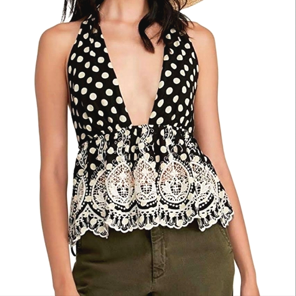 NWT🌼 Free People Boho Chic Halter Top, Large - Picture 2 of 9